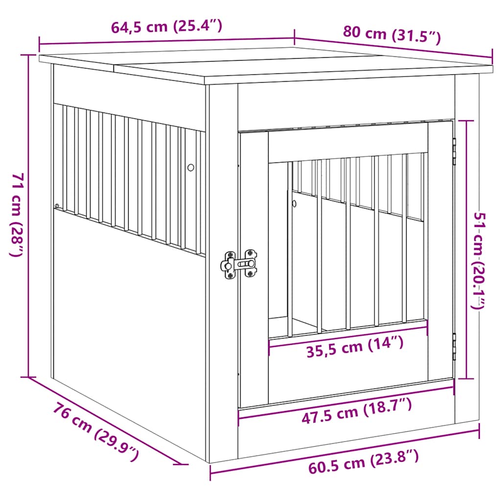 Dog Crate Furniture Artisan Oak 64.5x80x71 cm Engineered Wood