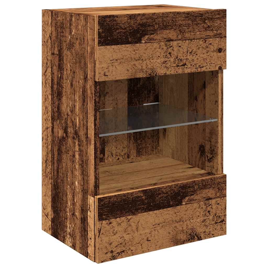 Wall Cabinets with LED Lights for TV 2 pcs Old Wood 40x30x60,5 cm