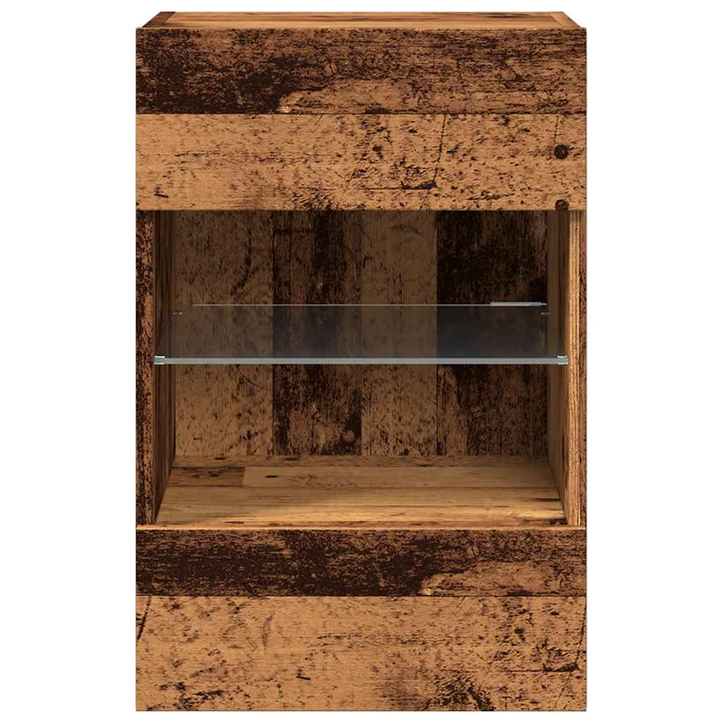 Wall Cabinets with LED Lights for TV 2 pcs Old Wood 40x30x60,5 cm