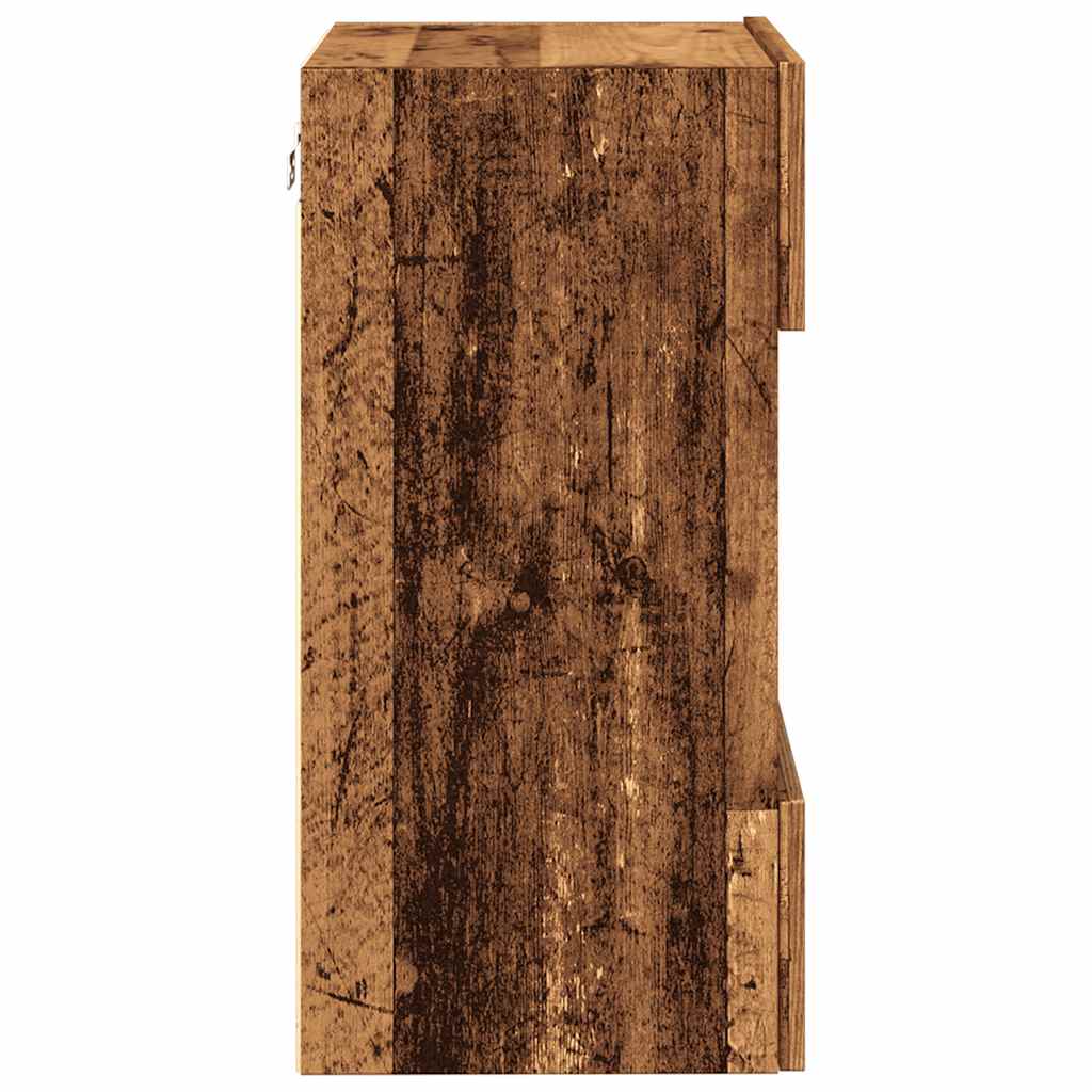 Wall Cabinets with LED Lights for TV 2 pcs Old Wood 40x30x60,5 cm
