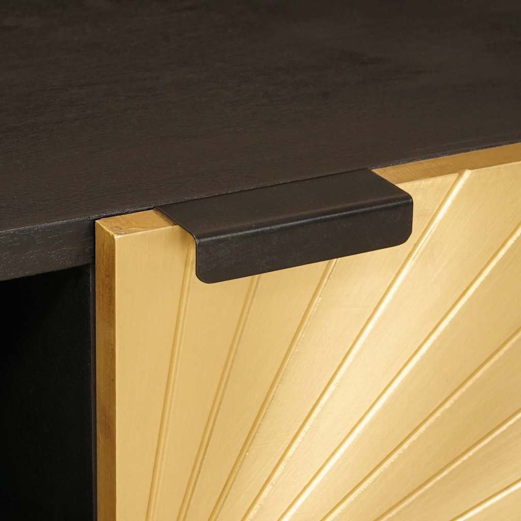 TV Cabinet Black and Gold 105 x 33 x 46 cm Solid mango wood