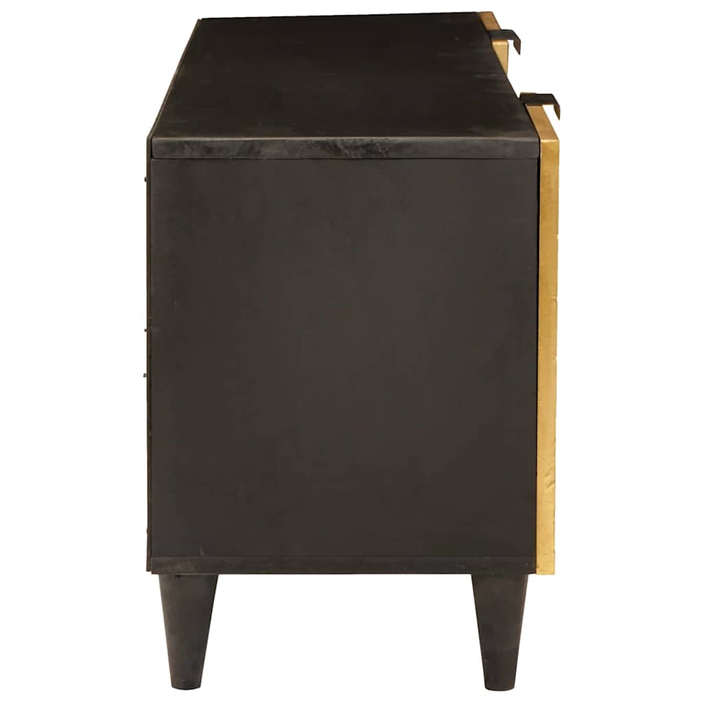 TV Cabinet Black and Gold 105 x 33 x 46 cm Solid mango wood
