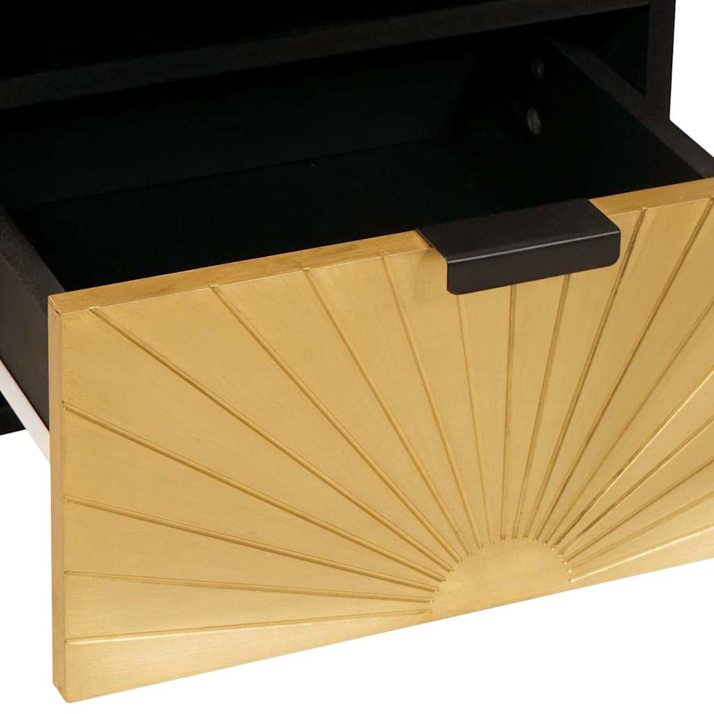 Bedside Table Black and Gold 40 x 33 x 46 cm Solid mango wood
