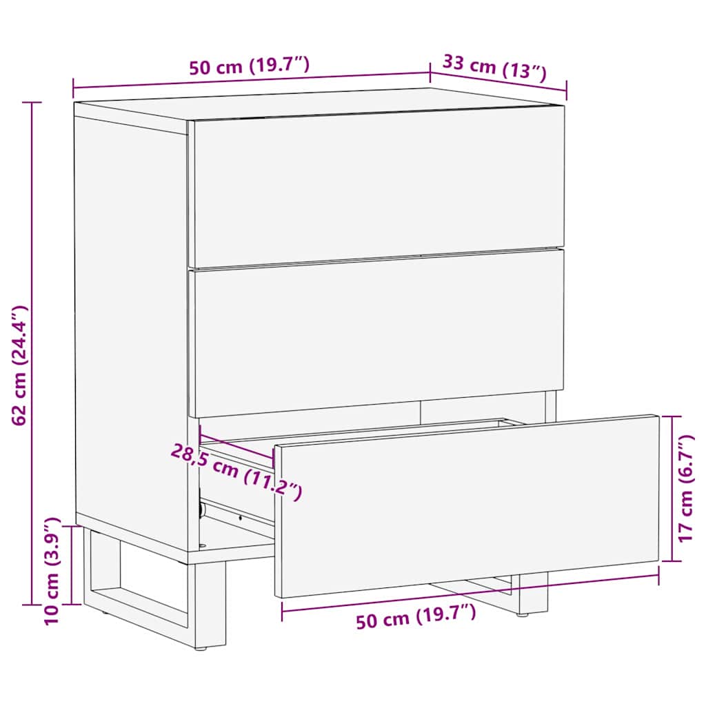 Bedside Cabinet with Drawer White and black 50 x 33 x 60 cm