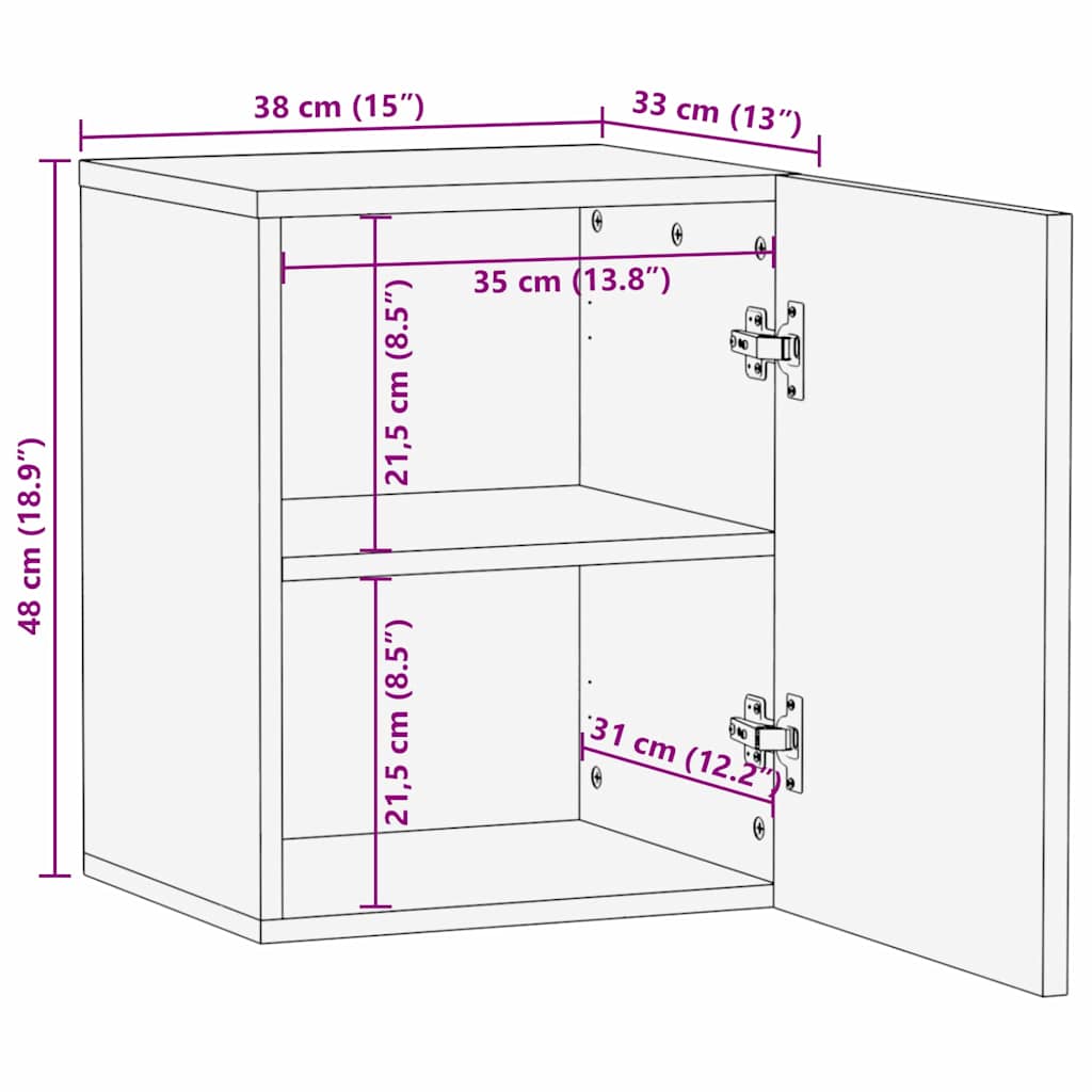 Sink cabinet with Shelf Brown and Black 38 x 33.5 x 48 cm