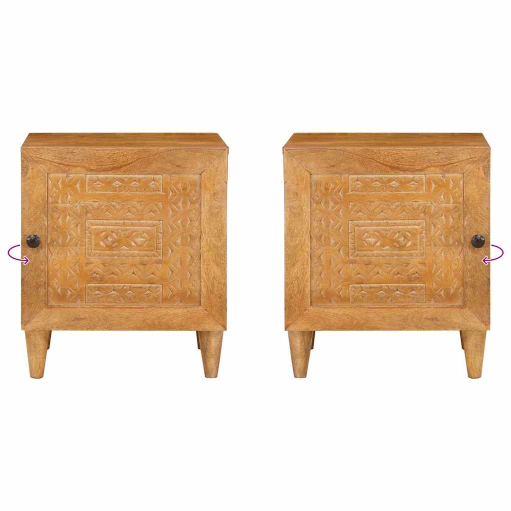 Bedside Table Light brown 40 x 33 x 46 cm Solid mango wood