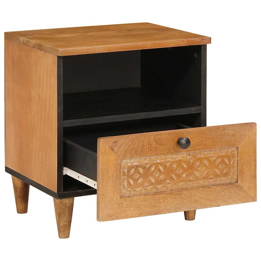 Bedside Table Light brown 40 x 33 x 46 cm Solid mango wood