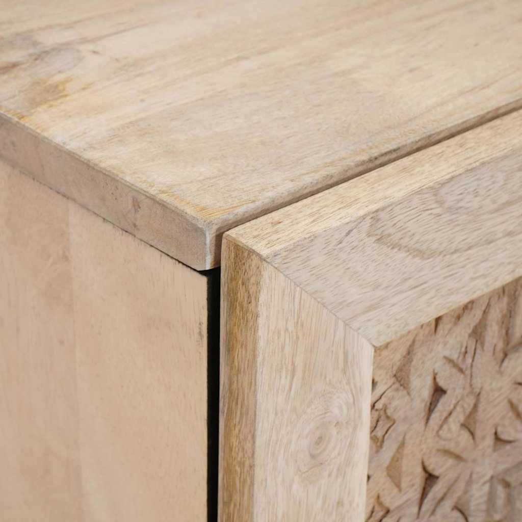 Bedside Table 2 pcs Beige 40 x 33 x 46 cm Solid mango wood
