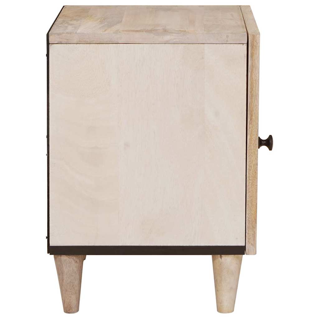 Bedside Table 2 pcs Beige 40 x 33 x 46 cm Solid mango wood
