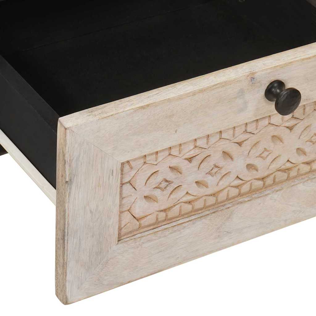 Bedside Table Beige 40 x 33 x 46 cm Solid mango wood