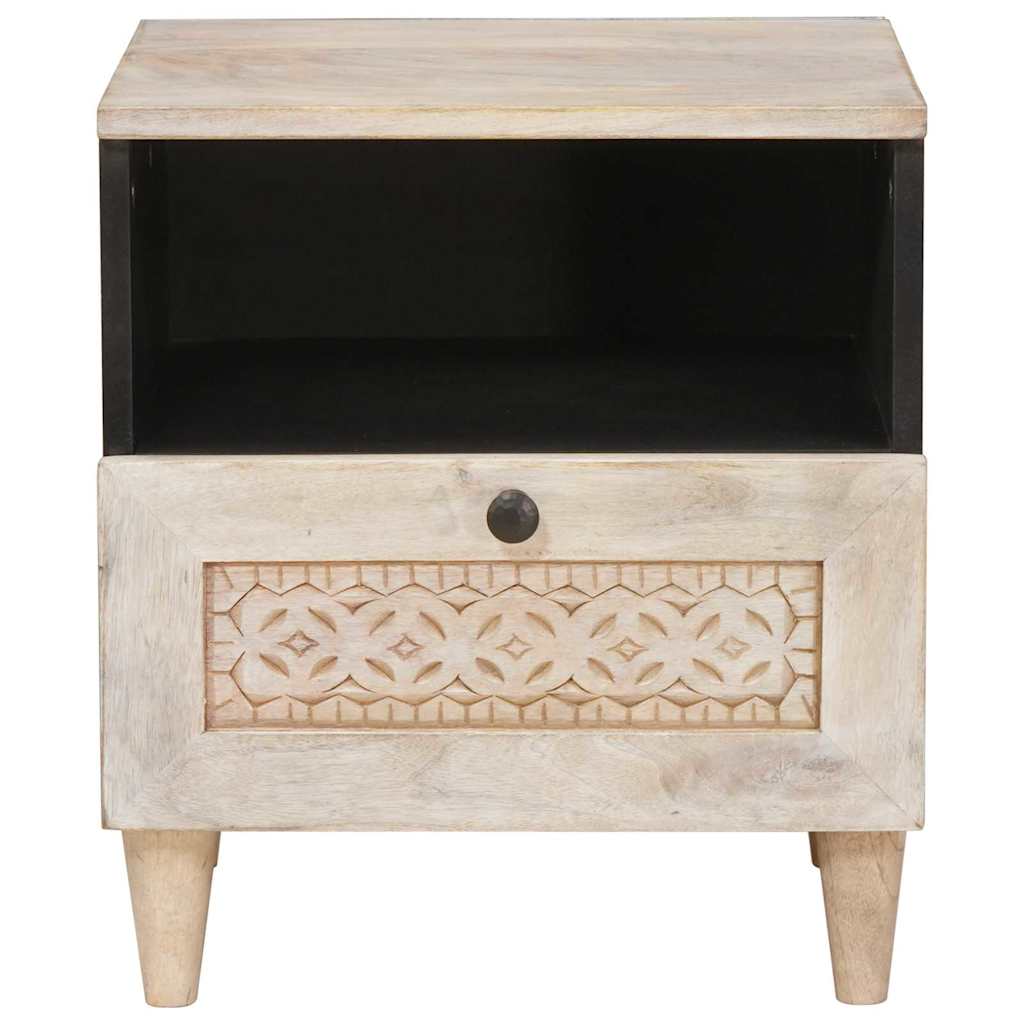 Bedside Table Beige 40 x 33 x 46 cm Solid mango wood
