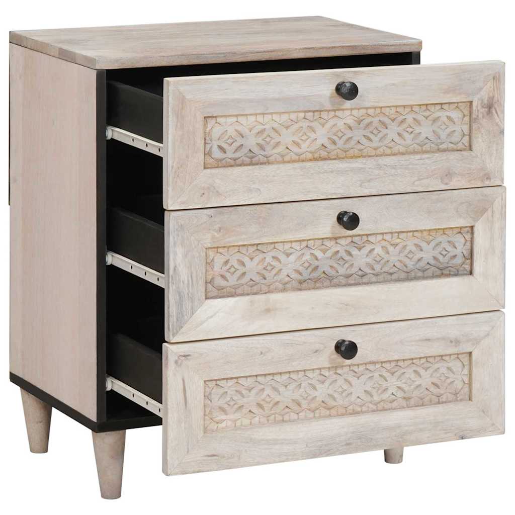 Bedside Table Beige 50 x 33 x 60 cm Solid mango wood