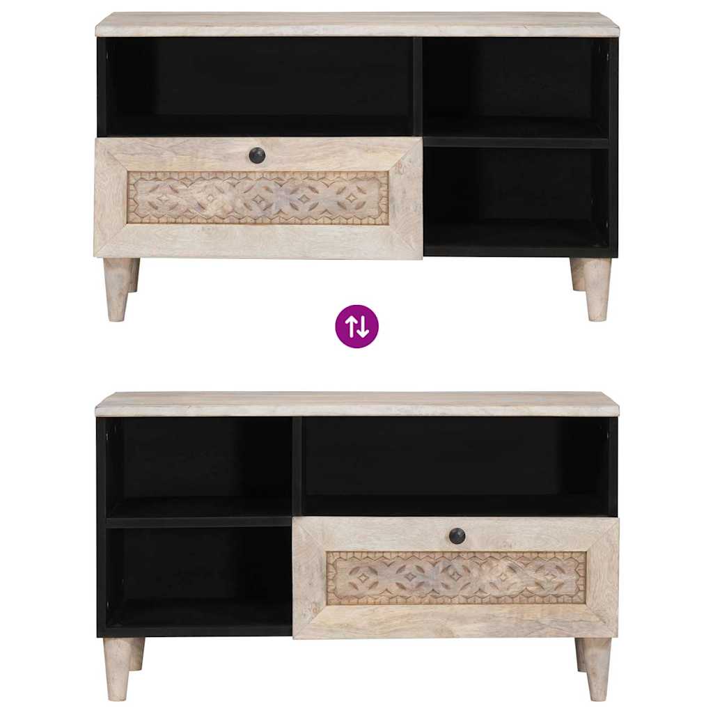 TV Cabinet with Drawer White 80 x 33 x 46 cm Solid mango wood