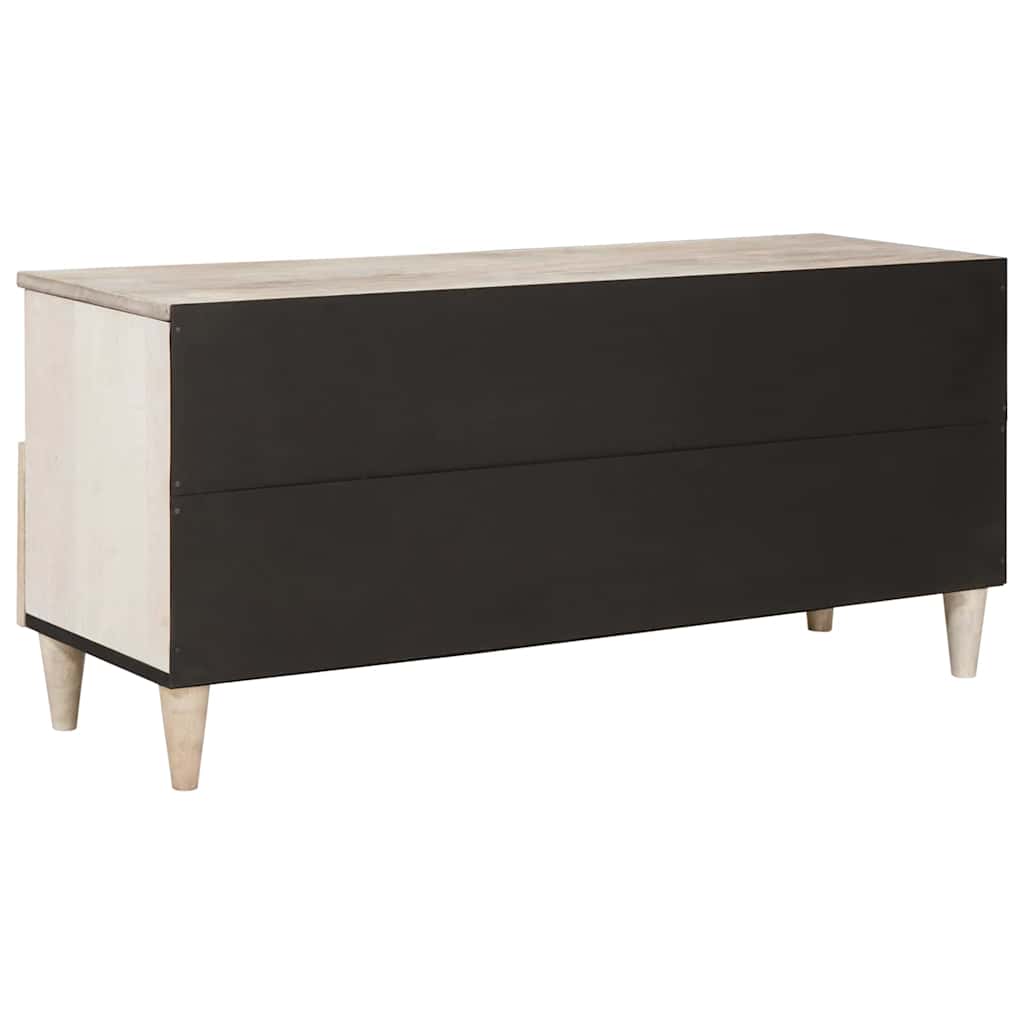TV Cabinet with Drawer White 100 x 33 x 46 cm Solid mango wood