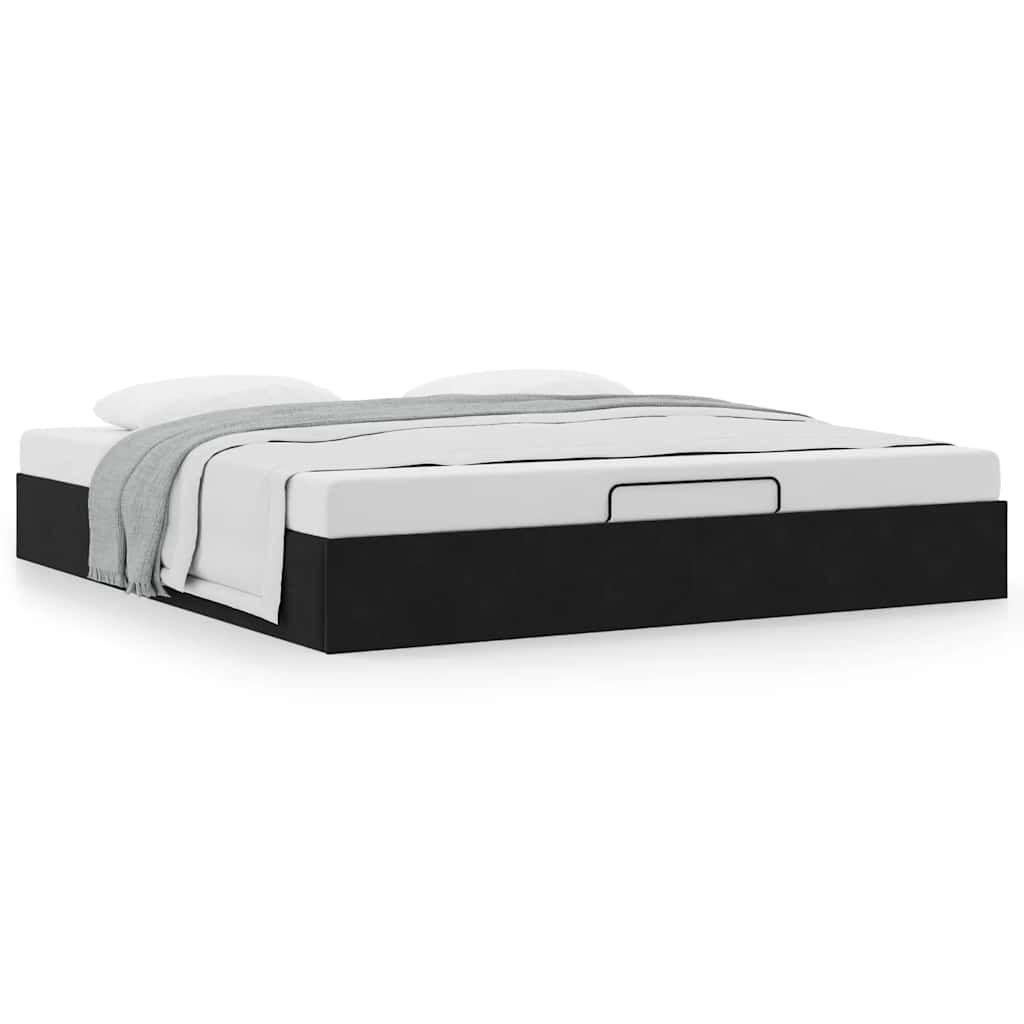 Ottoman Bed Frame No Mattress Black 200x200 cm Velvet