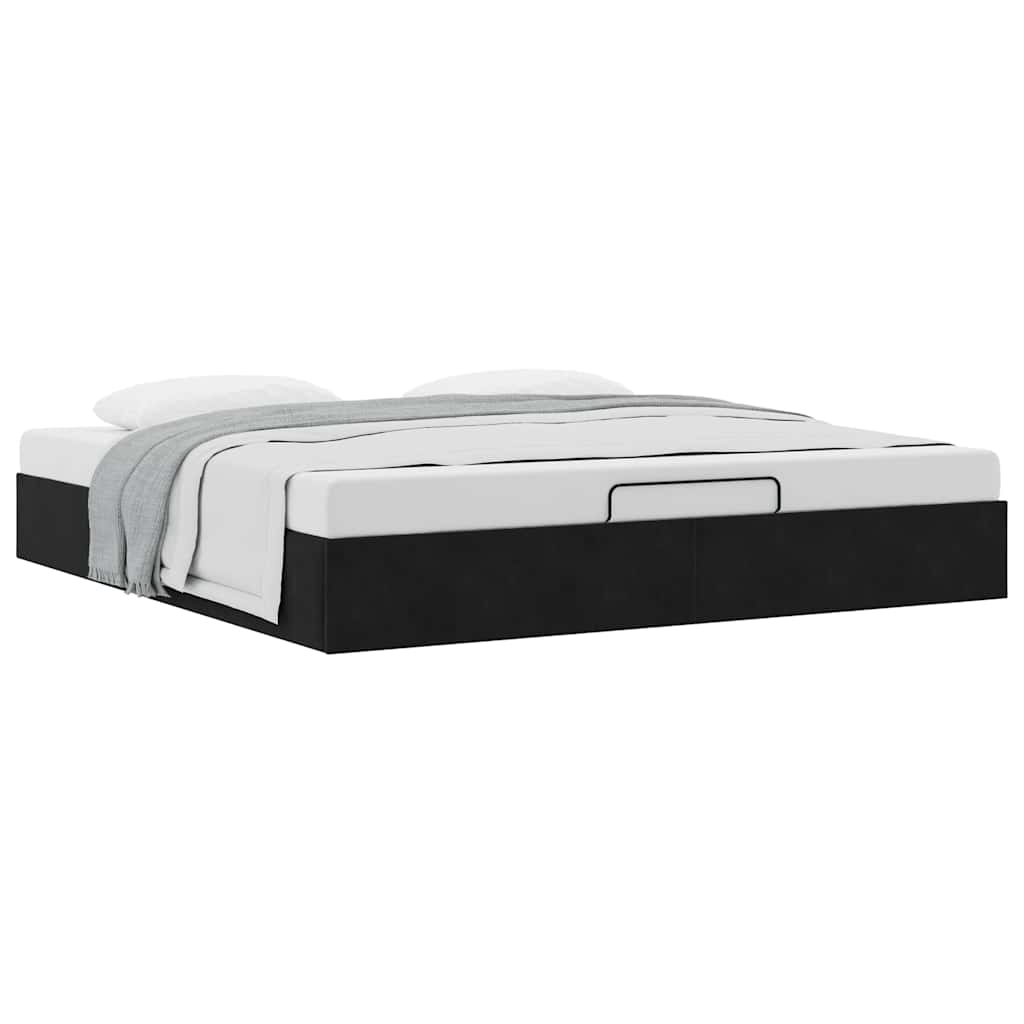 Ottoman Bed Frame No Mattress Black 200x200 cm Velvet