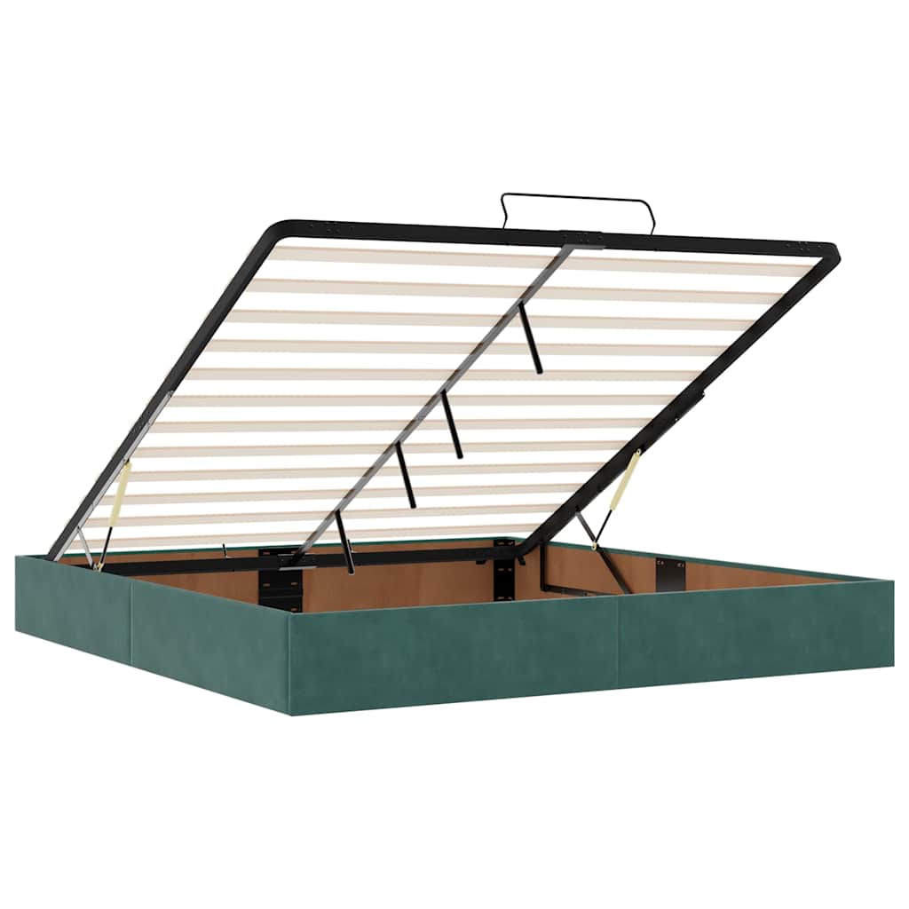 Ottoman Bed Frame No Mattress Dark Green 200x200 cm Velvet