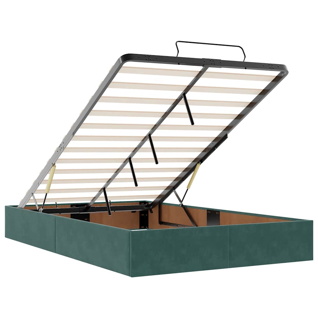 Ottoman Bed with Mattresses Dark Green 120x200cm Velvet