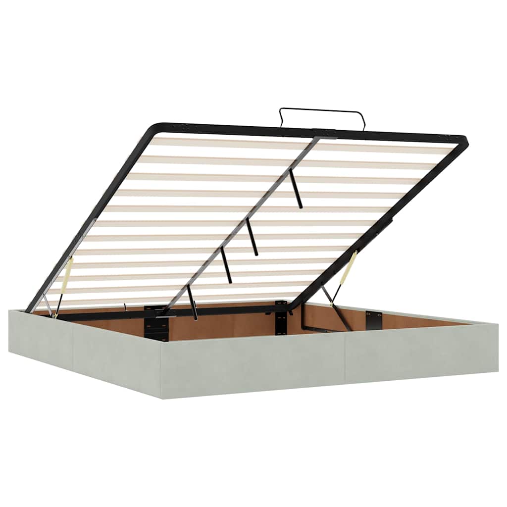 Ottoman Bed with Mattresses Light Grey 160x200cm Velvet