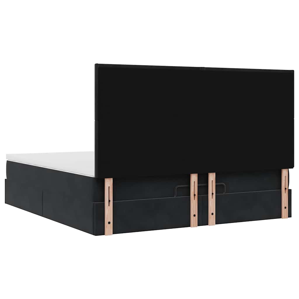 Ottoman Bed with Mattresses Black 160x200cm Velvet