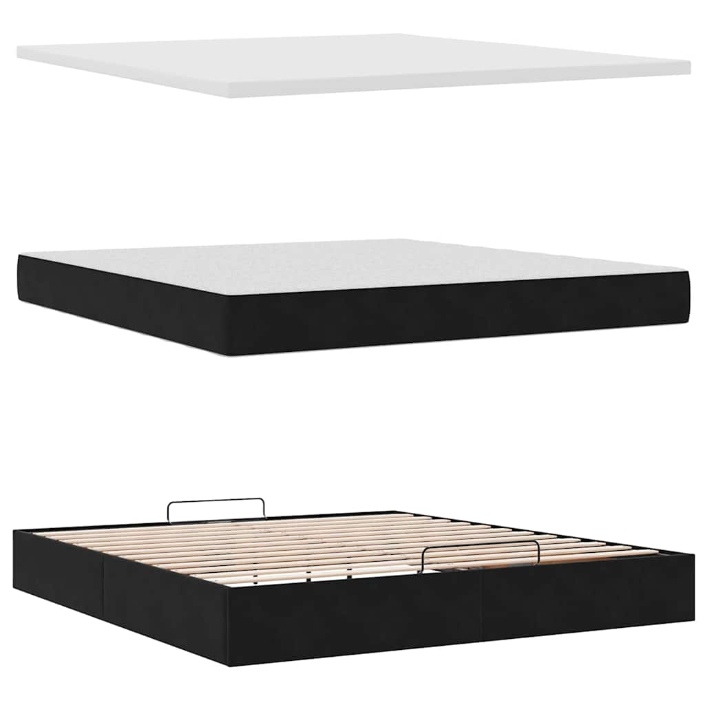 Ottoman Bed with Mattresses Black 160x200cm Velvet