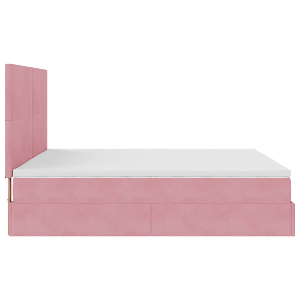 Ottoman Bed with Mattresses Pink 180x200cm Velvet