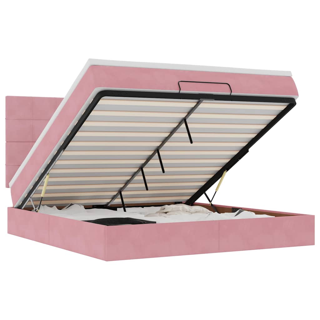 Ottoman Bed with Mattresses Pink 180x200cm Velvet