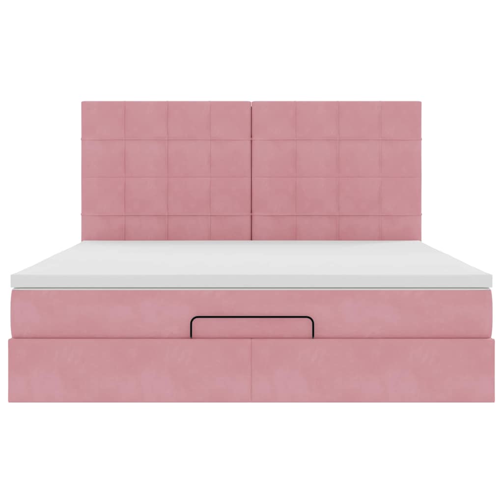 Ottoman Bed with Mattresses Pink 180x200cm Velvet