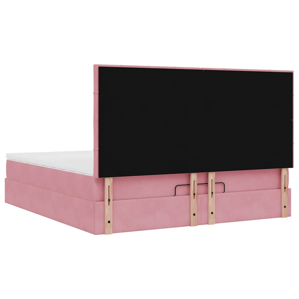 Ottoman Bed with Mattresses Pink 180x200cm Velvet