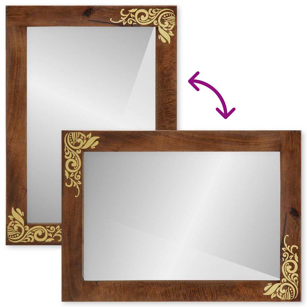 Bathroom Mirror Brown 50 x 70 x 3 cm Solid Mango wood and Glass