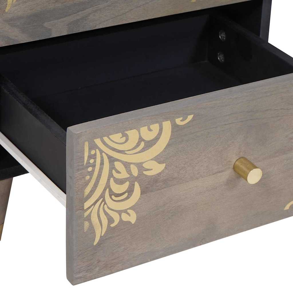 Bedside Cabinet 2 pcs Grey 40 x 33 x 46 cm Solid mango wood