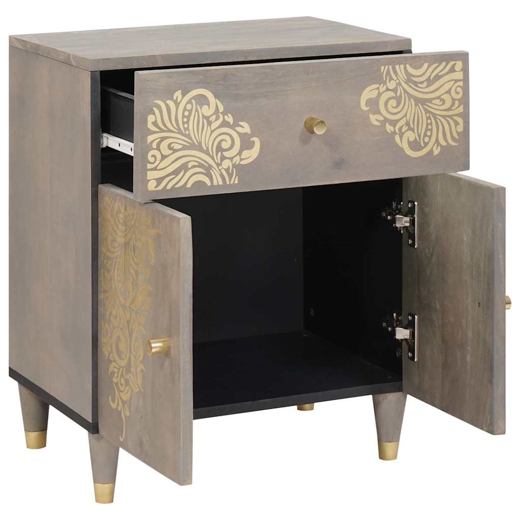 Bedside Cabinet Grey 50 x 33 x 60 cm Solid mango wood