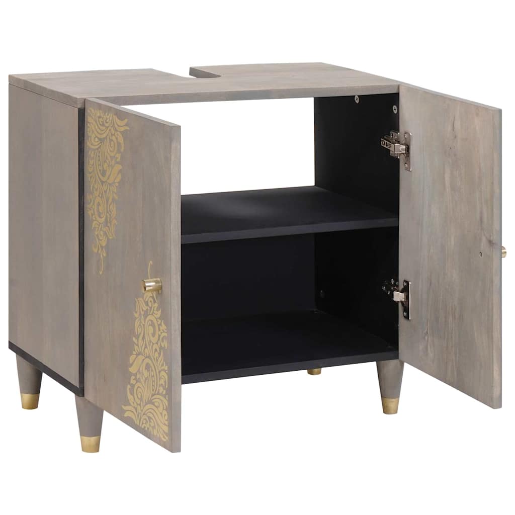 Bathroom Sink Cabinet Grey 62 x 33 x 58 cm Solid Mango wood