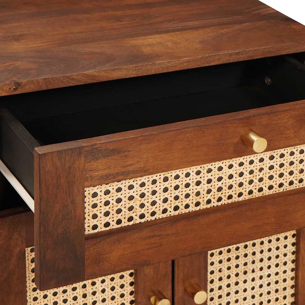 Bedside Tables Brown 50 x 33 x 60 cm Cane and solid mango wood