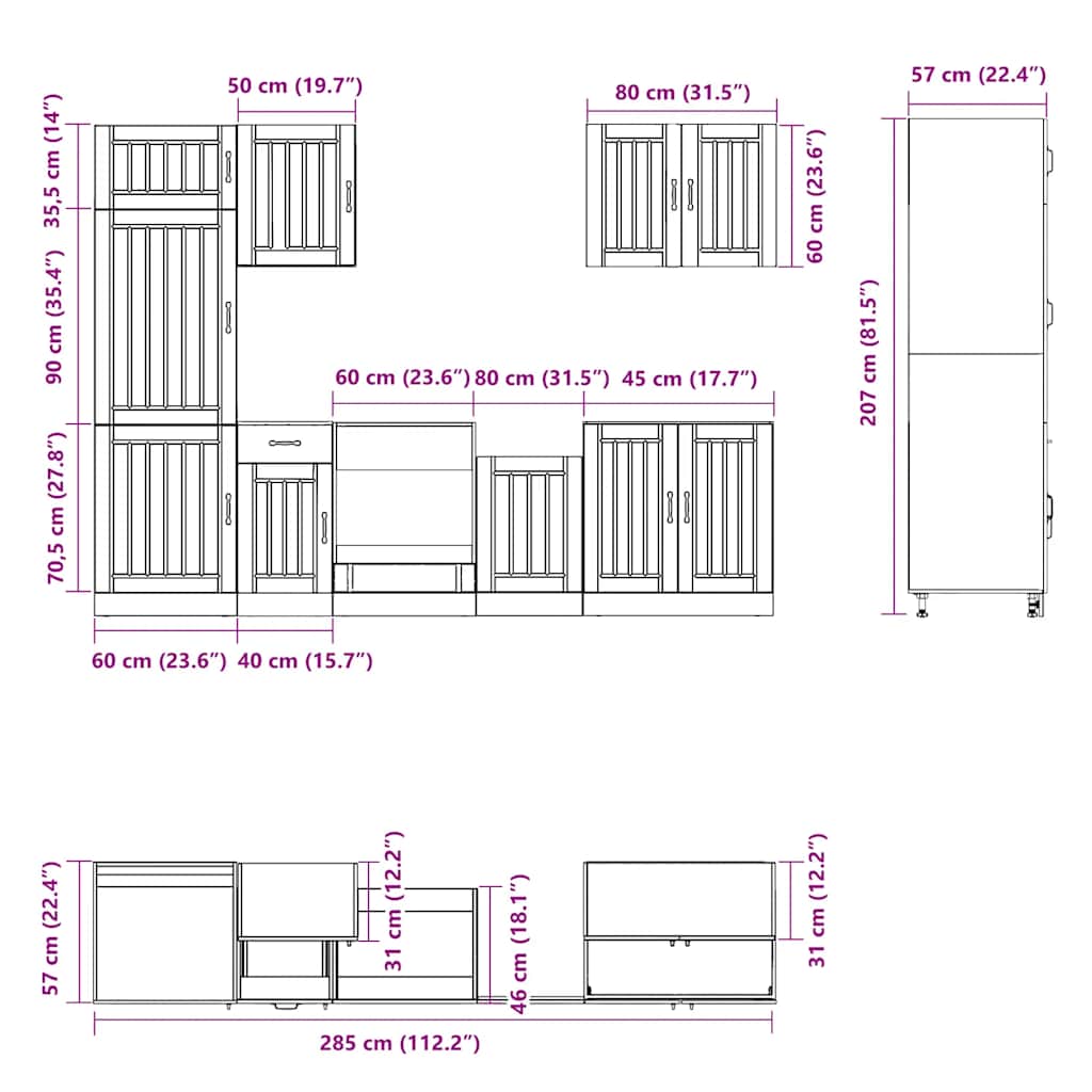 7 Piece Kitchen Cabinet Set Lucca Sonoma Oak Engineered Wood