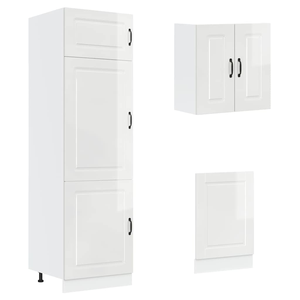 8 Piece Kitchen Cabinet Set Porto High Gloss White Engineered Wood