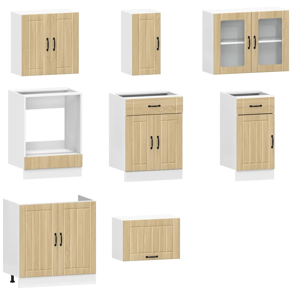 8 Piece Kitchen Cabinet Set Lucca Sonoma Oak Engineered Wood