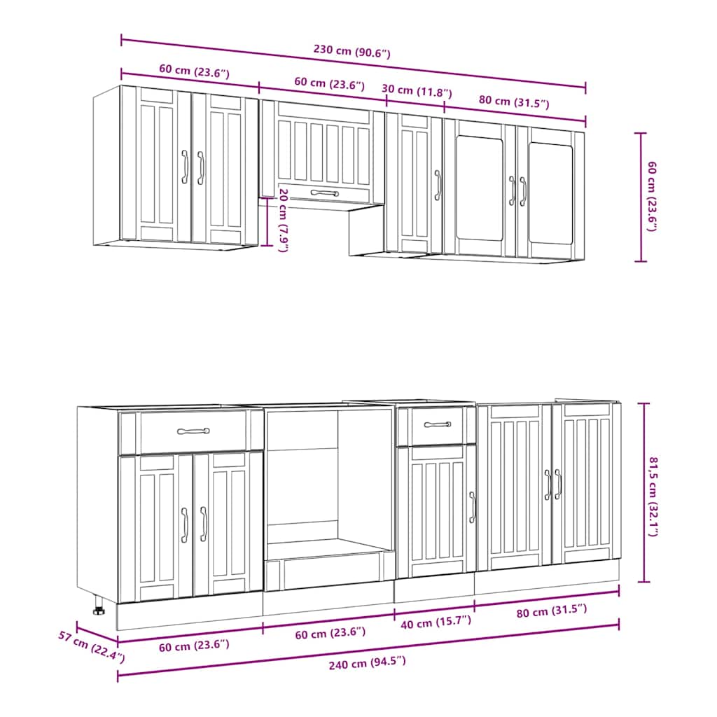 8 Piece Kitchen Cabinet Set Lucca Sonoma Oak Engineered Wood