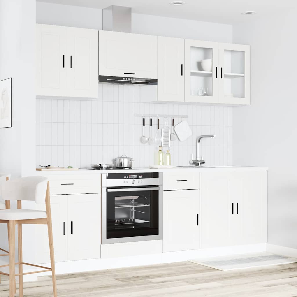 8 Piece Kitchen Cabinet Set Porto White Engineered Wood