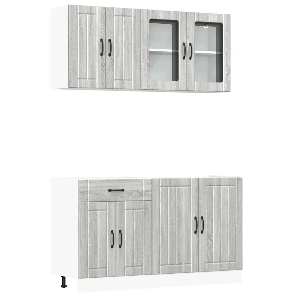 4 Piece Kitchen Cabinet Set Lucca Grey Sonoma Engineered Wood