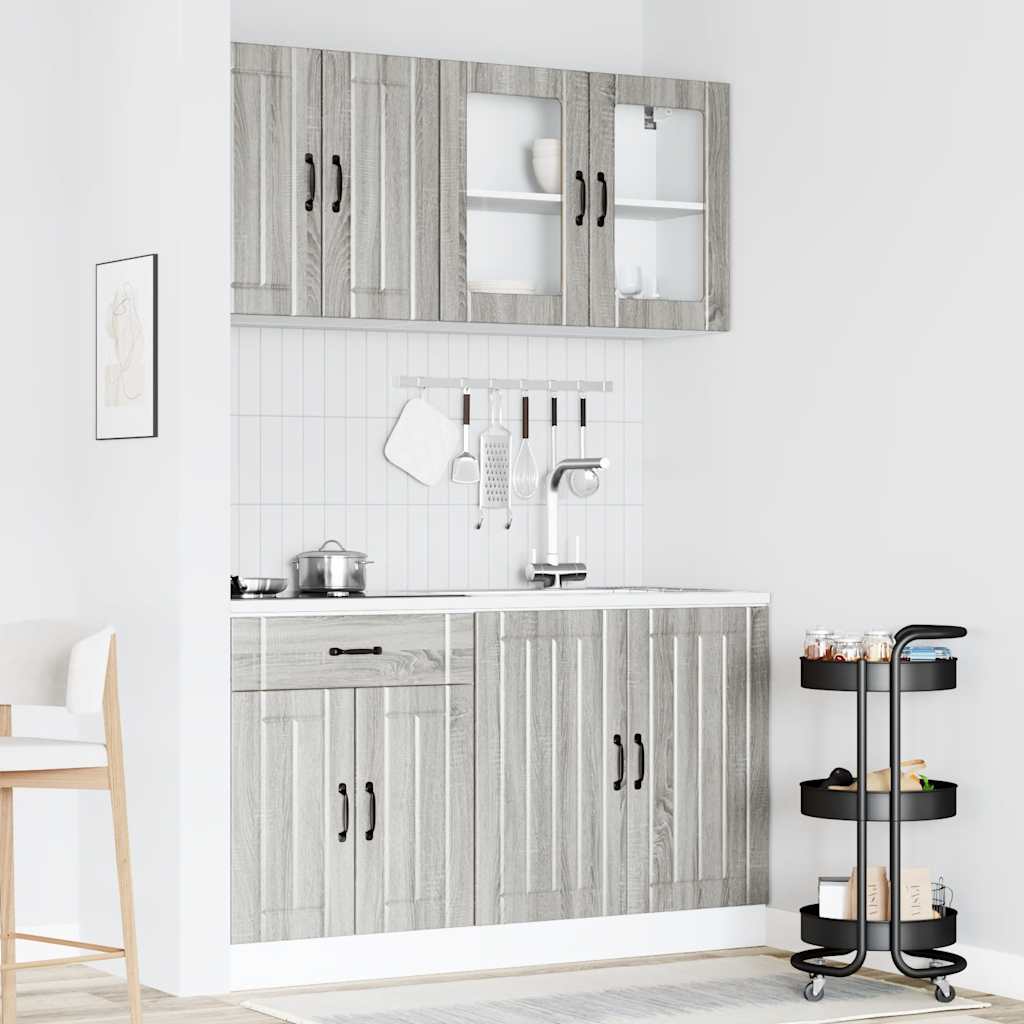 4 Piece Kitchen Cabinet Set Lucca Grey Sonoma Engineered Wood