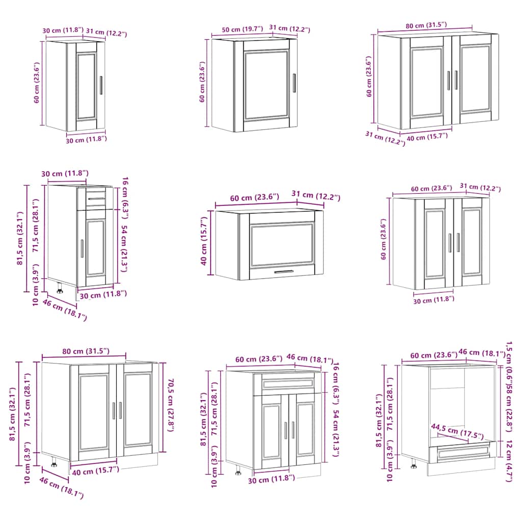 14 Piece Kitchen Cabinet Set Porto Grey Sonoma Engineered Wood
