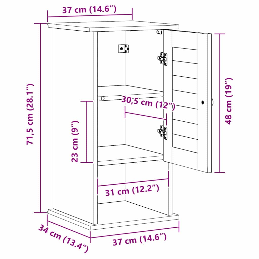 Wall-mounted Bathroom Cabinet with Storage VIGO Honey brown