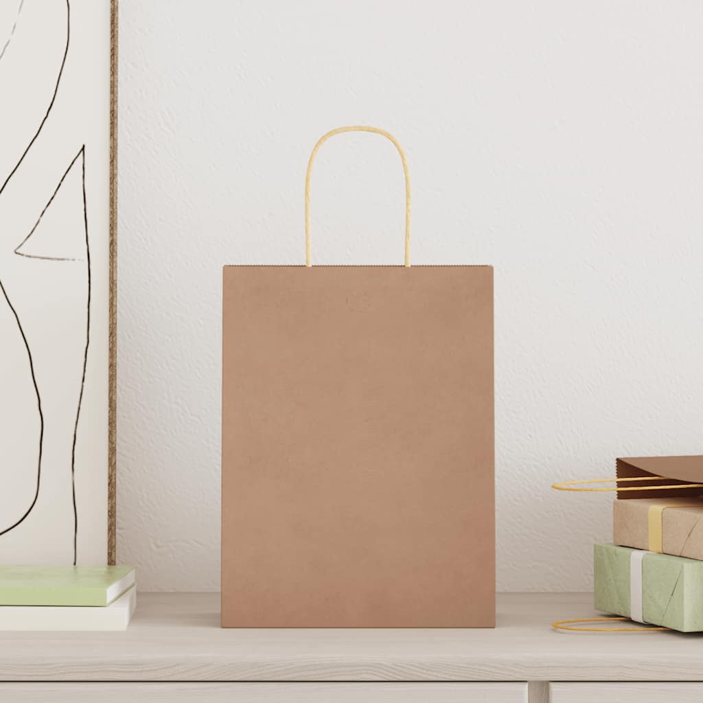 Paper Bags 50 pcs with Handles Brown 21x11x28 cm