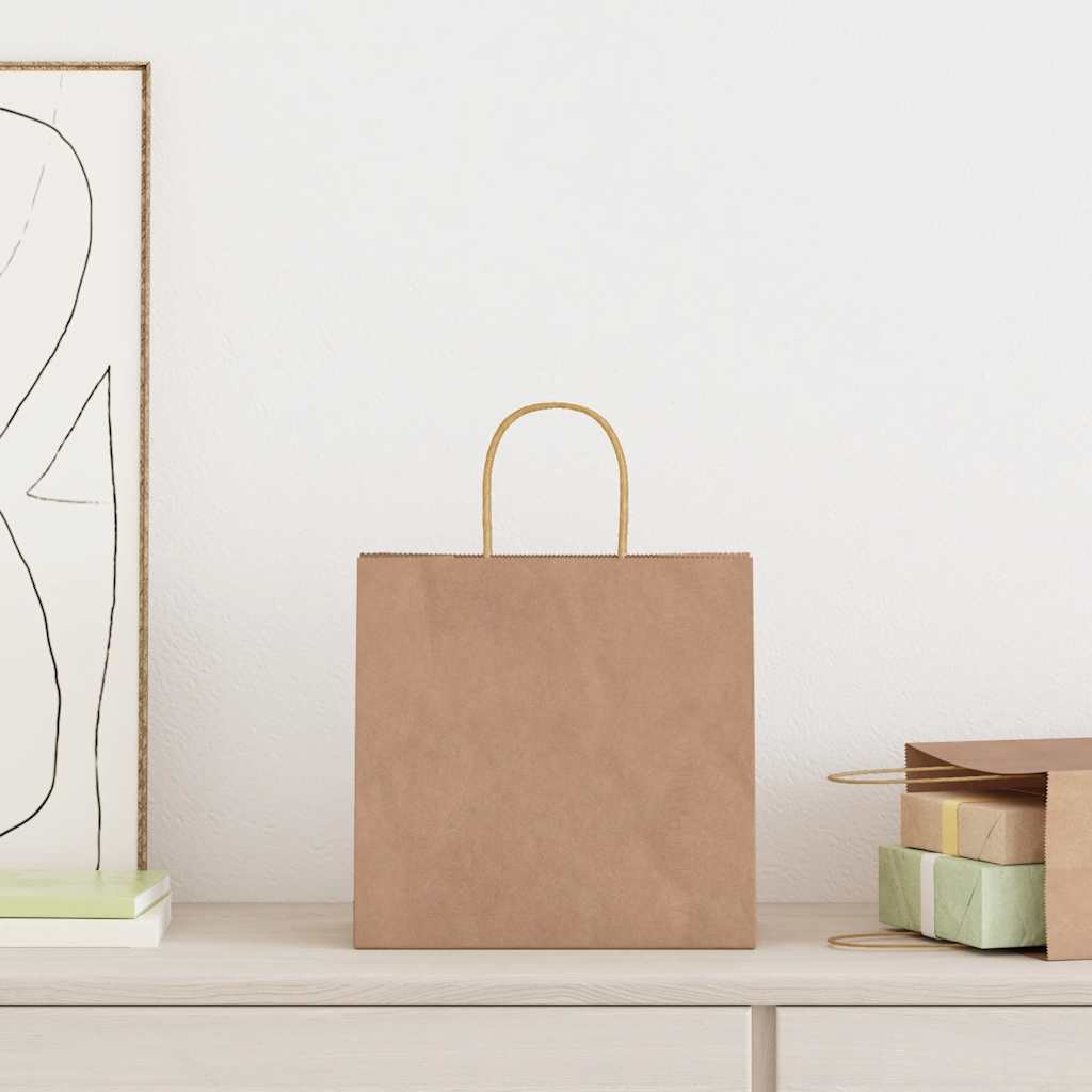 Paper Bags 50 pcs with Handles Brown 26x17x25 cm