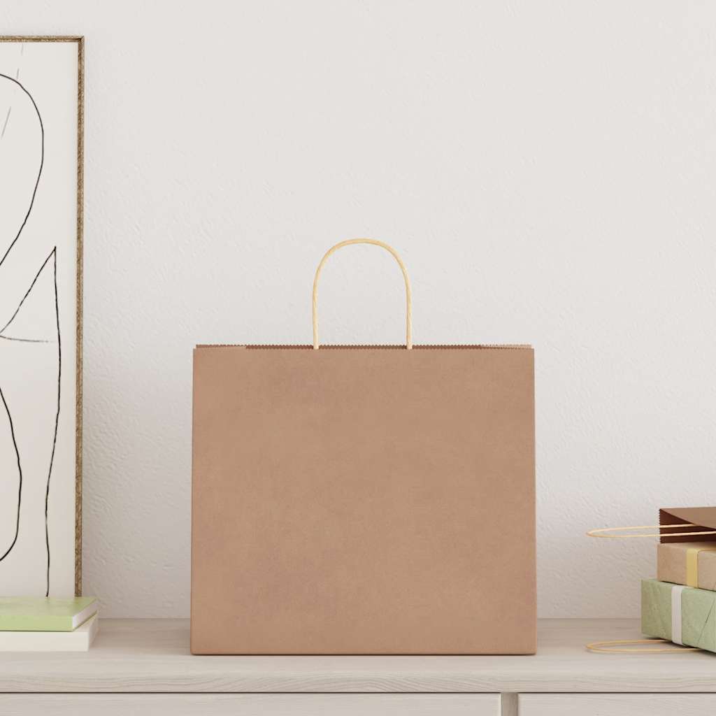 Paper Bags 50 pcs with Handles Brown 32x22x28 cm