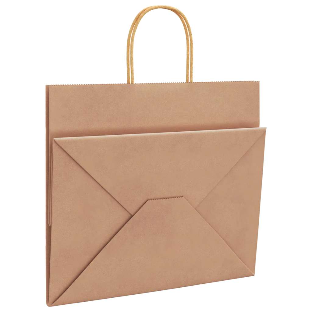 Paper Bags 250 pcs with Handles Brown 32x22x28 cm