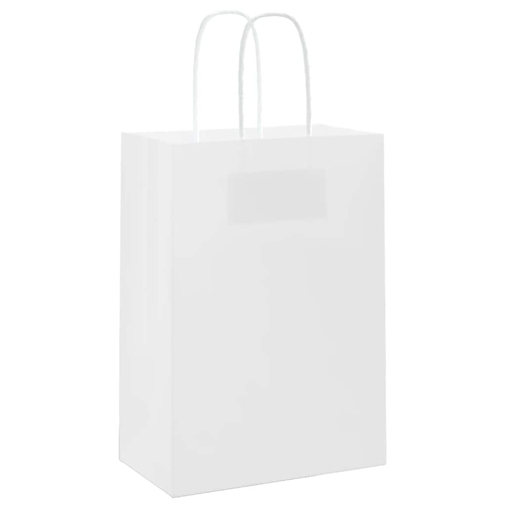 Paper Bags 50 pcs with Handles White 15x8x21 cm