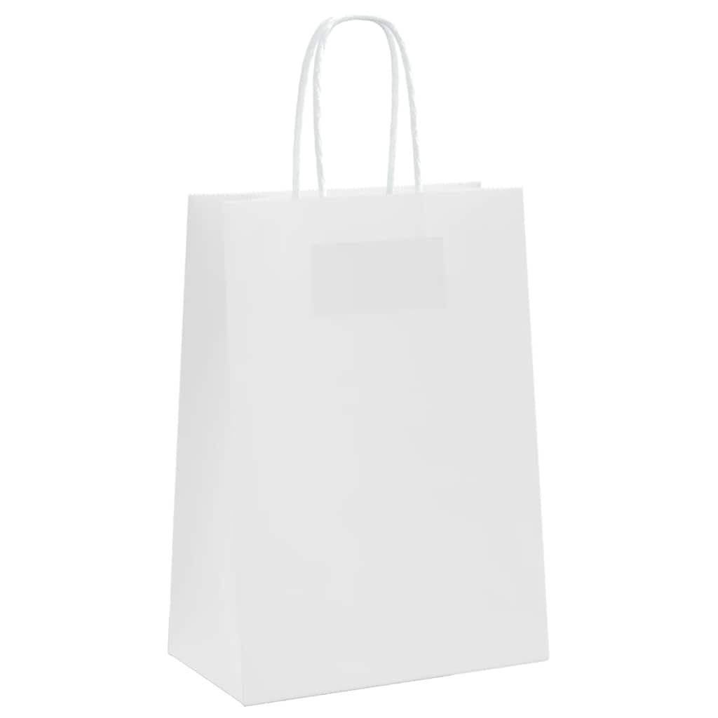 Paper Bags 50 pcs with Handles White 15x8x21 cm