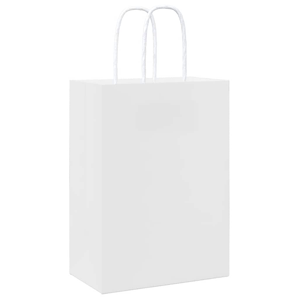 Paper Bags 50 pcs with Handles White 15x8x21 cm